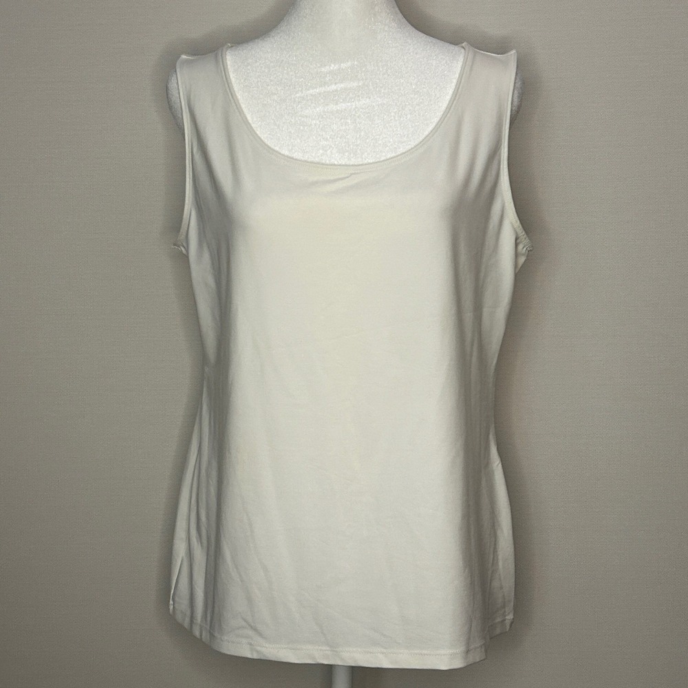 Charter Club Ivory Nylon Tank Top PL Solid Basic Minimal Layering Office Neutral